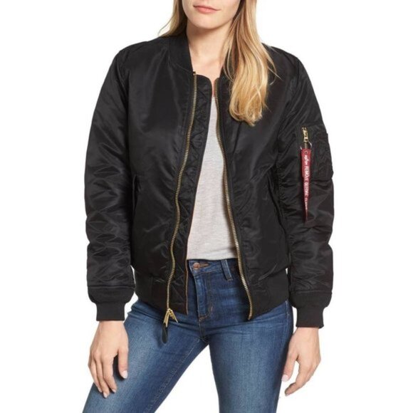 Alpha Industries Black Reversible MA-1 Bomber Flight Jacket - Picture 1 of 11